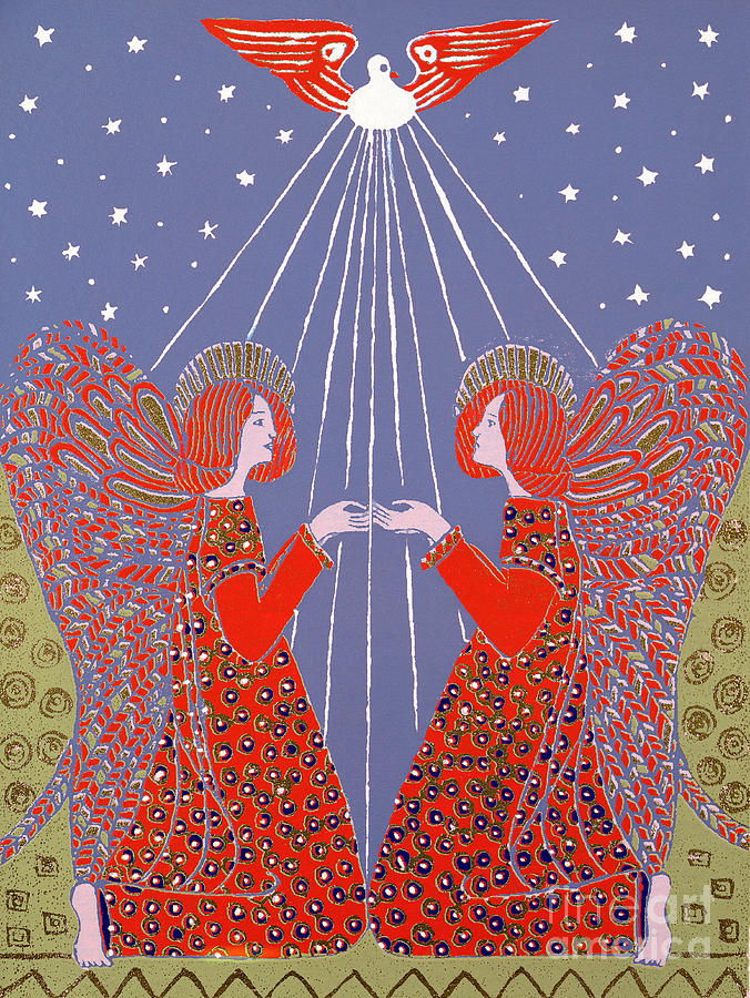 Angels Painting - Christmas 77 by Gillian Lawson Angels Painting - Christmas 77 by Gillian Lawson