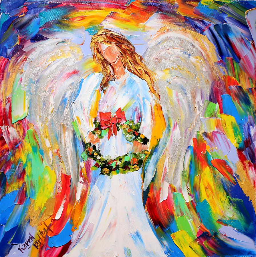 Christmas Angel Painting by Karen Tarlton