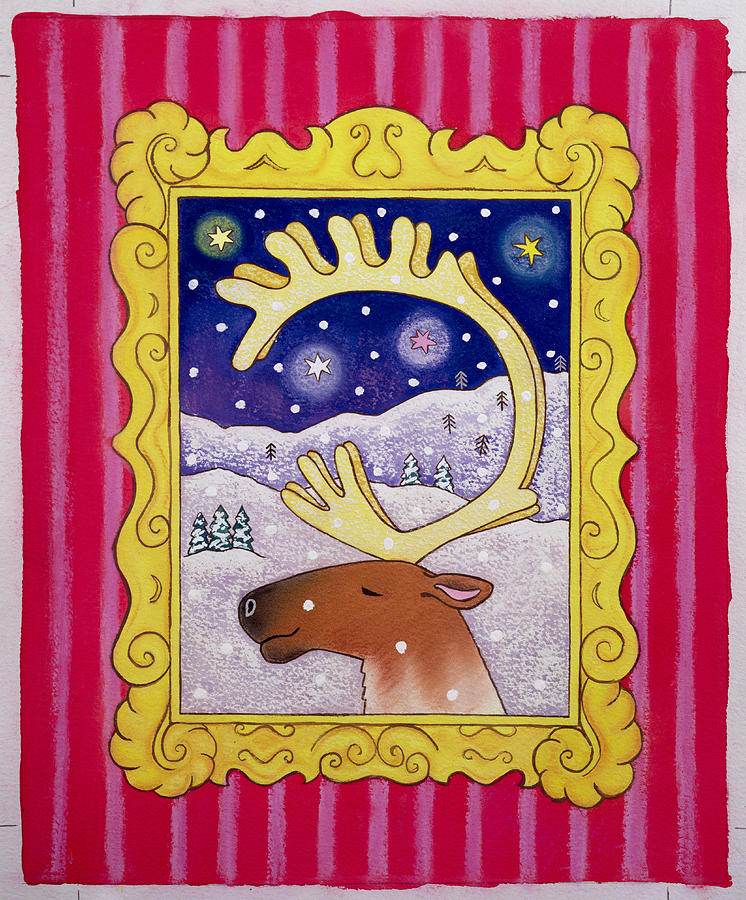 Winter Photograph - Christmas Antlers, 1996 Pastel And Gouache On Paper by Cathy Baxter