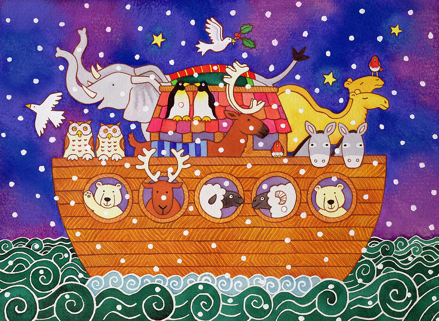 Animal Painting - Christmas Ark by Cathy Baxter