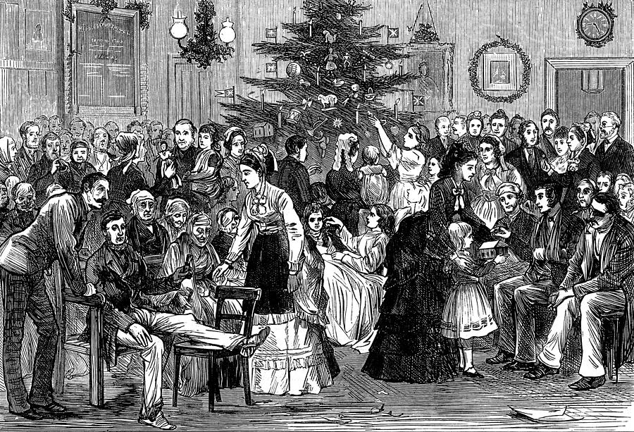 Christmas At Middlesex Hospital, 1874 Photograph by Wellcome Images