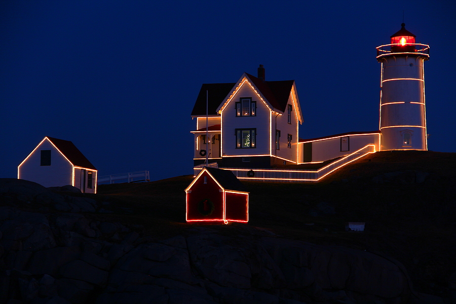 Christmas at Nubble Photograph by Andrea Galiffi