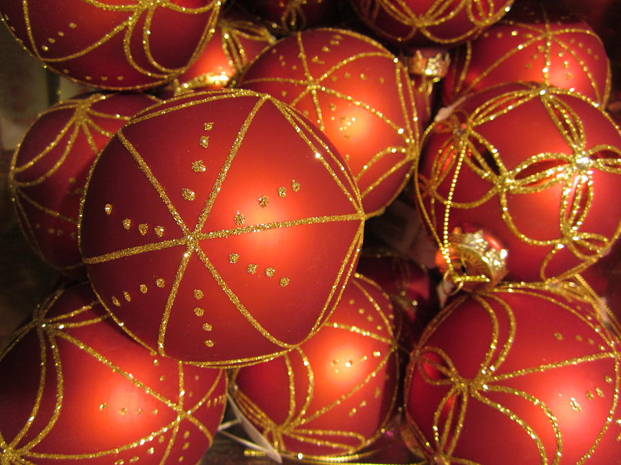 Christmas balls in red and gold Photograph by Rosita Larsson