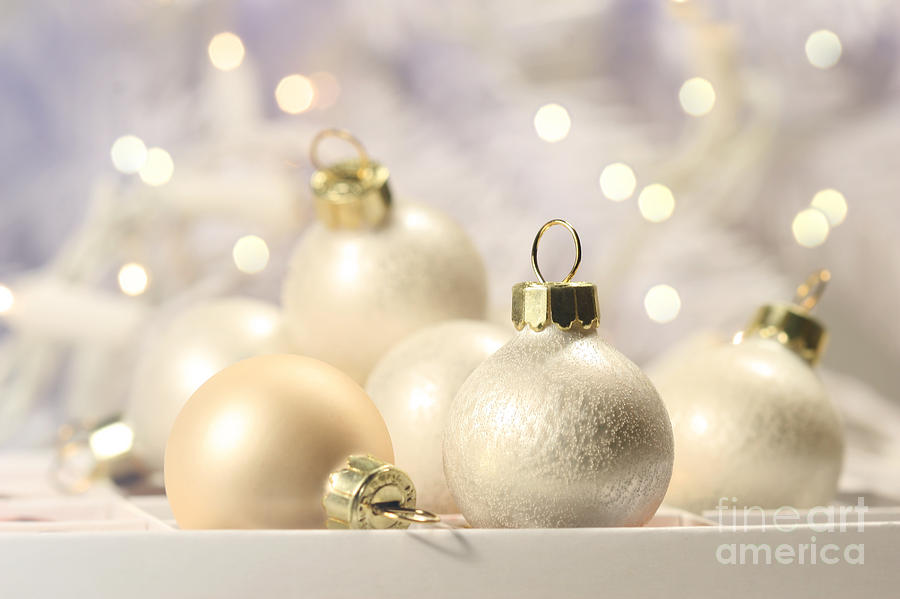 Christmas balls on abstract background  Photograph by Sandra Cunningham