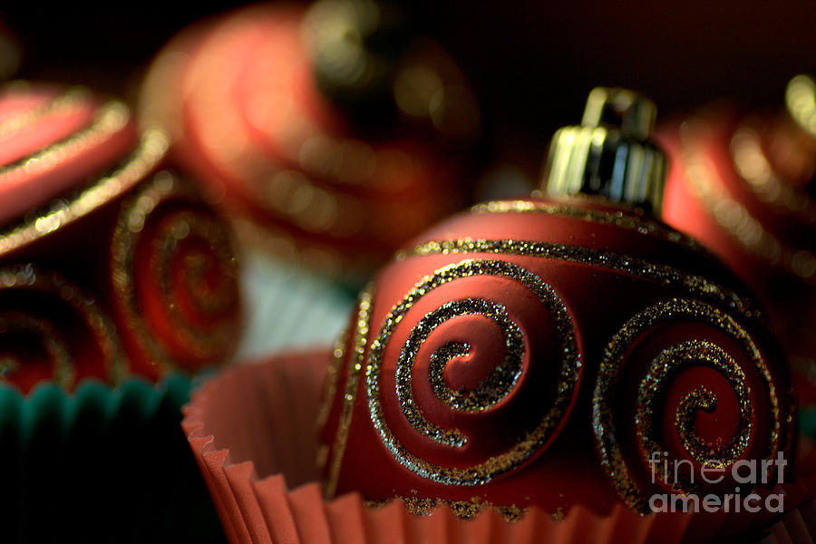 Christmas Photograph - Christmas Bauble Cupcakes by Joy Watson