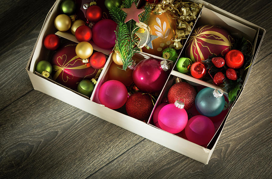 Christmas Baubles In A Box Photograph by Wladimir Bulgar