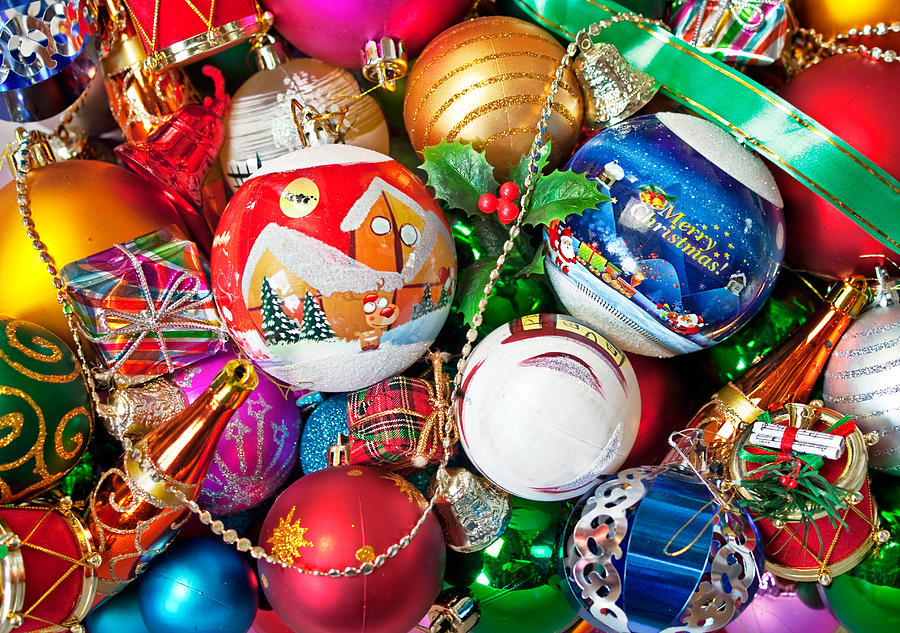 Christmas Photograph - Christmas baubles  by Apachie Min