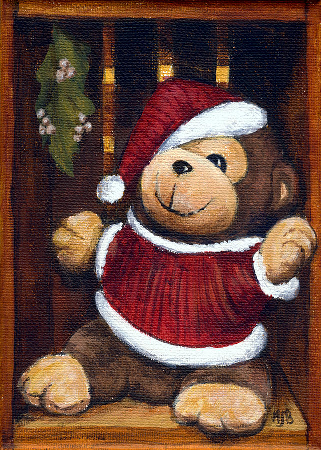 Christmas Painting - Christmas Bear In A Box by Michael Beckett