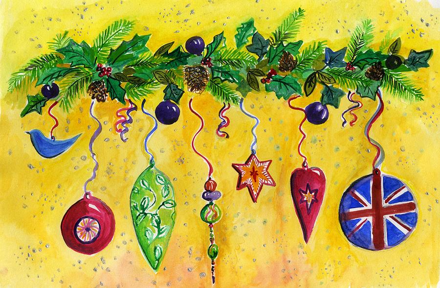 Christmas Bough with Decorations Painting by Wendy Le Ber Pixels