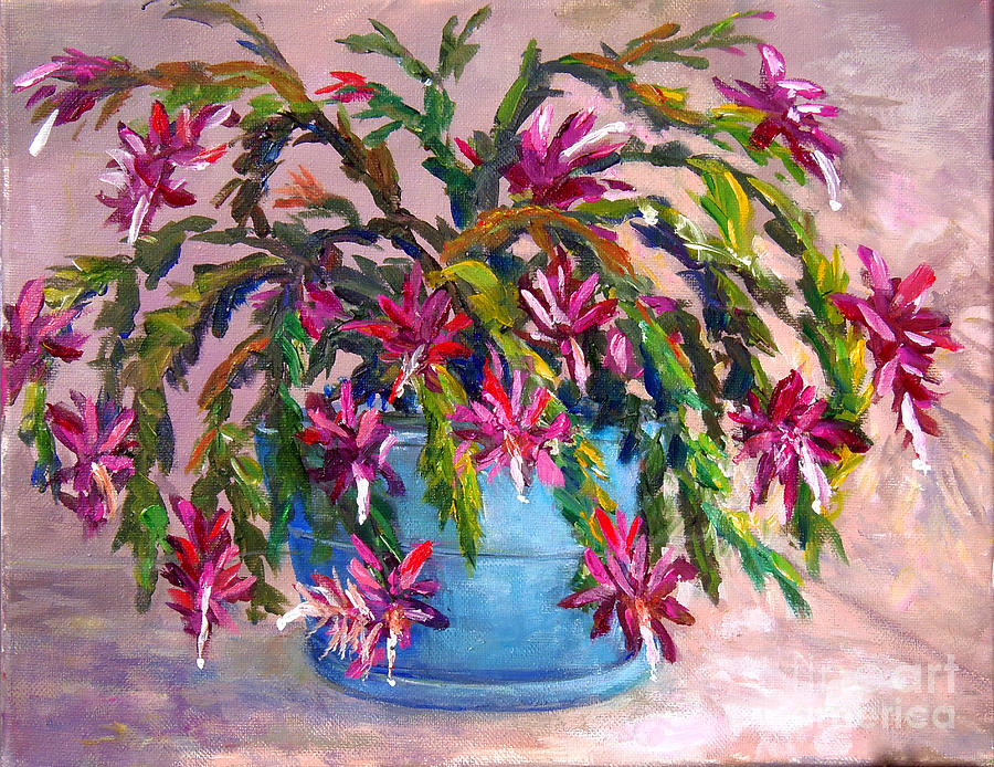 Christmas Cactus Painting by Lou Ann Bagnall