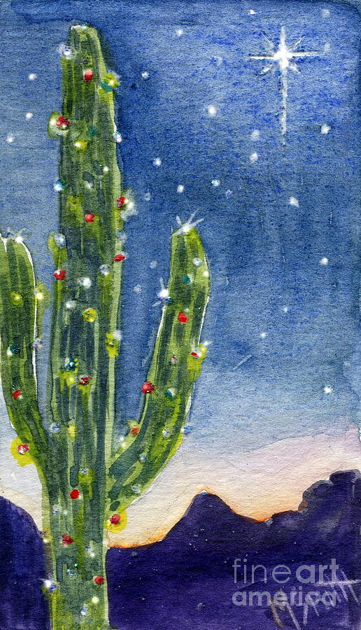 Christmas Cactus Painting by Marilyn Smith