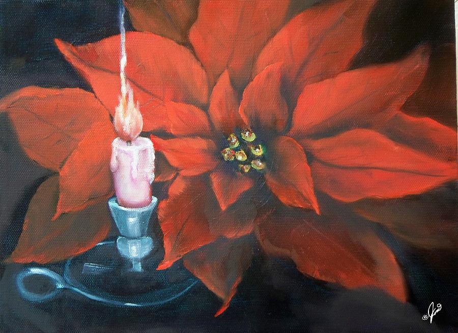 Christmas Candle for Baby Jesus Painting by Joni McPherson