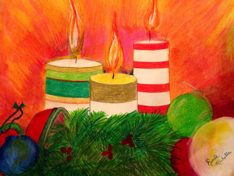 Christmas Candles Drawing by Renee Michelle Wenker