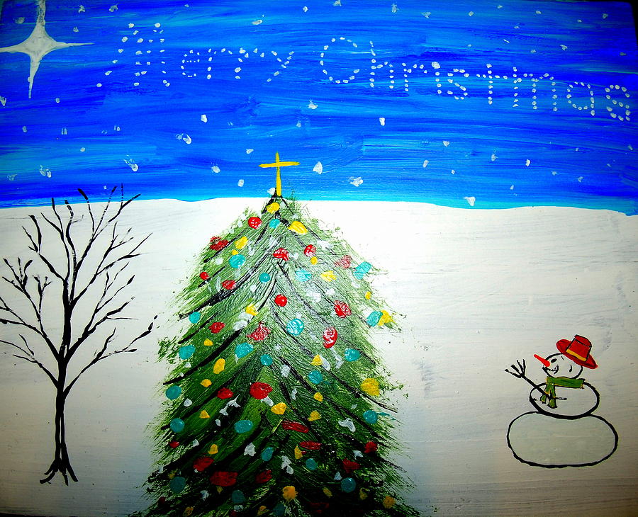 Christmas Painting - Christmas Card 2 by Daniel Nadeau
