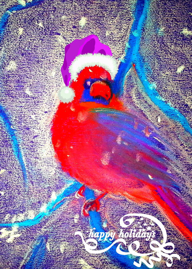 Christmas Card Cardinal in Snow Painting by Sue Jacobi