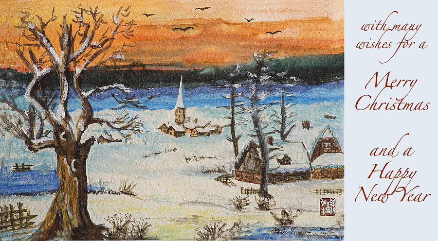 Christmas card painting Painting by Peter V Quenter