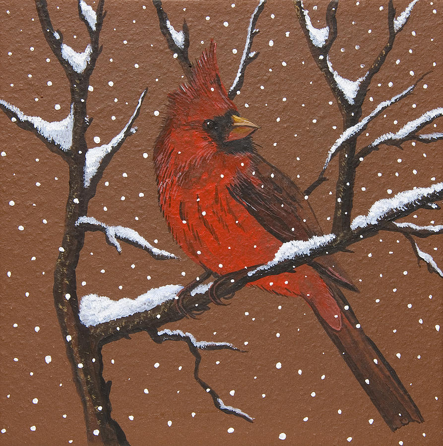 Christmas Cardinal Painting by Jennifer Lake