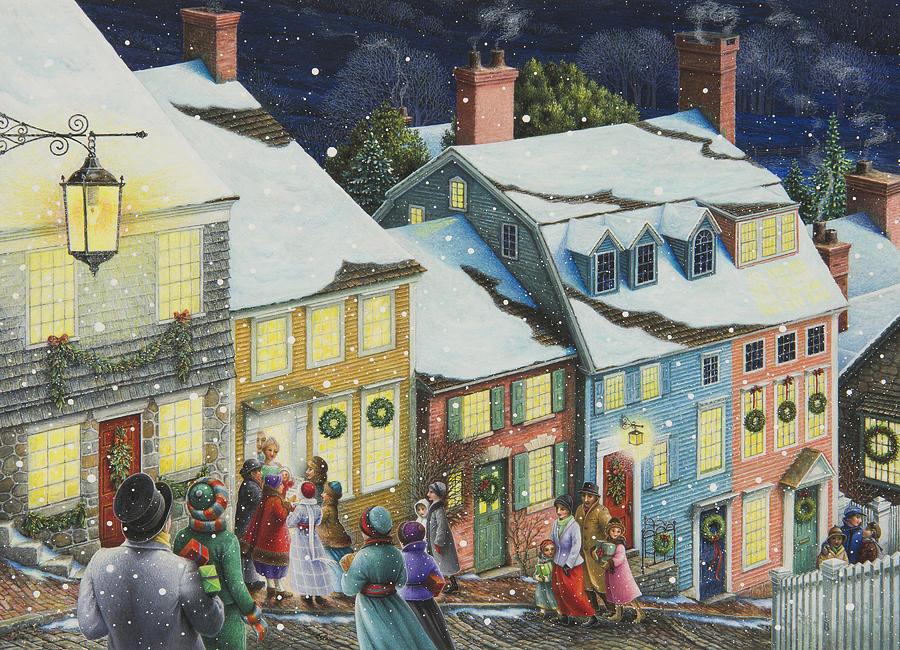 Christmas Carolers Painting by Lynn Bywaters