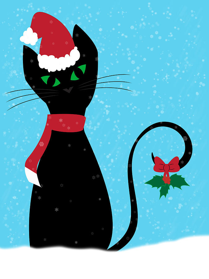 Christmas Cat Digital Art by Megan Noble