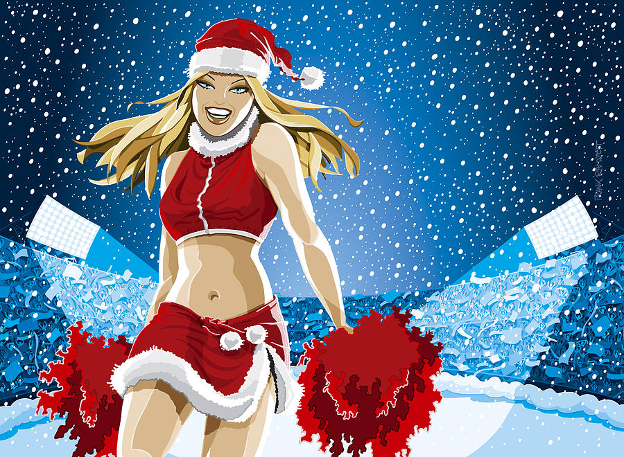 Christmas Digital Art - Christmas Cheerleader American Football Stadium by Frank Ramspott