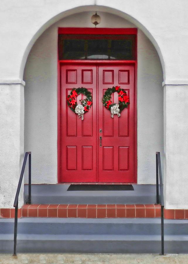 Christmas Church Doors Photograph by Vic Montgomery