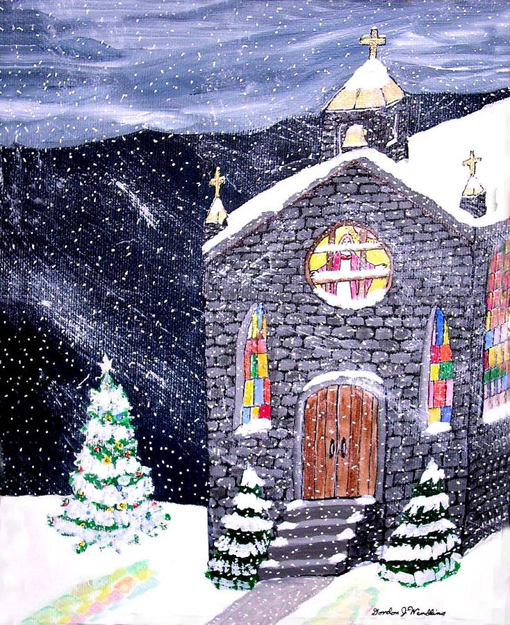 Christmas Painting - Christmas Church by Gordon Wendling
