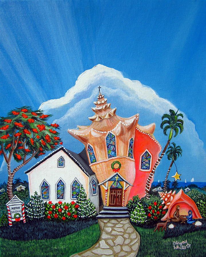 Christmas Painting - Christmas Conch Church by Abigail White