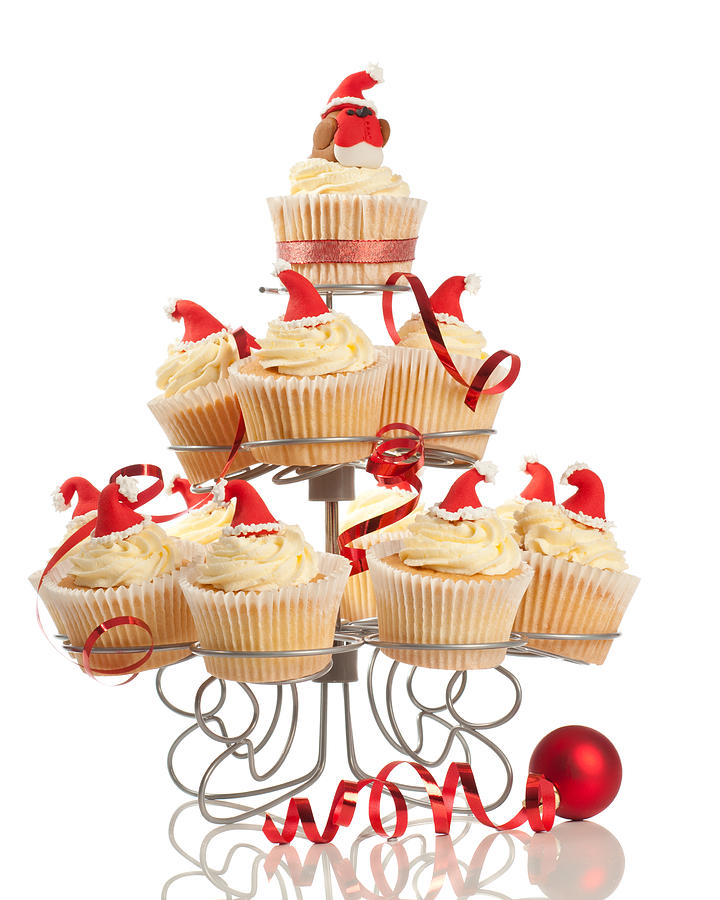 Christmas Photograph - Christmas Cupcakes On Stand by Amanda Elwell