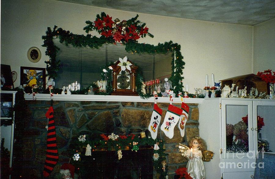 Christmas Decorated Mantle Painting By Debbie Wassmann
