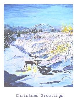 Christmas Deer Painting by Christine Lathrop