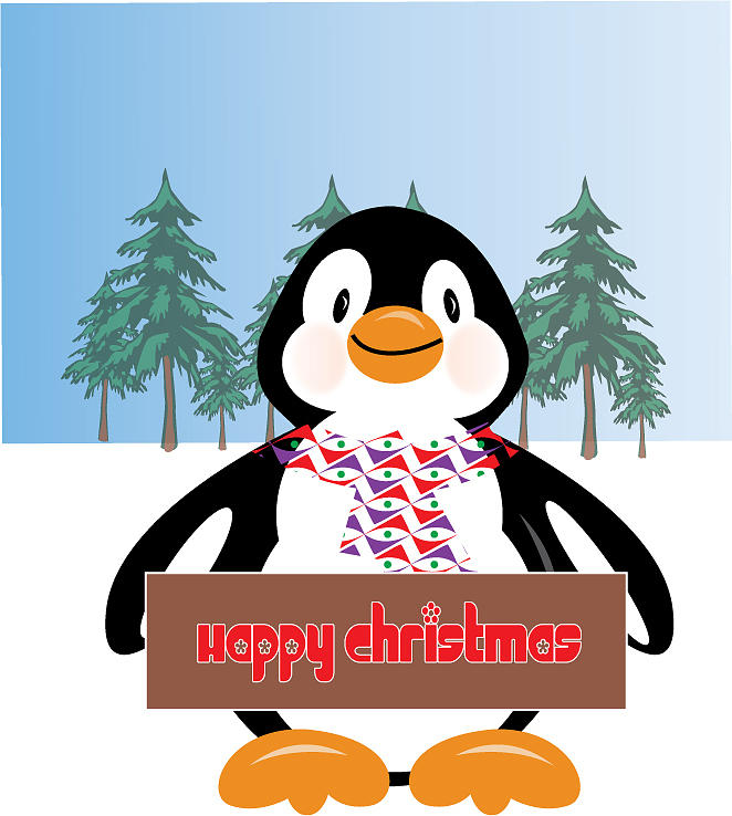 Penguin Digital Art - Christmas  by Demelza Everett