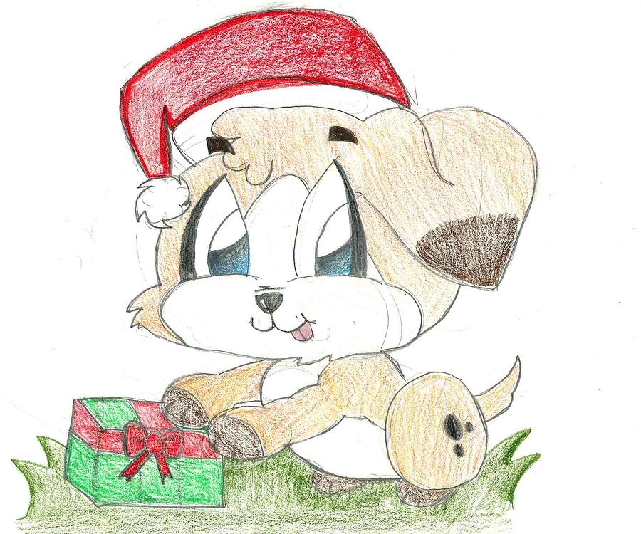 Christmas Puppy Drawing by Raquel Chaupiz Fine Art America