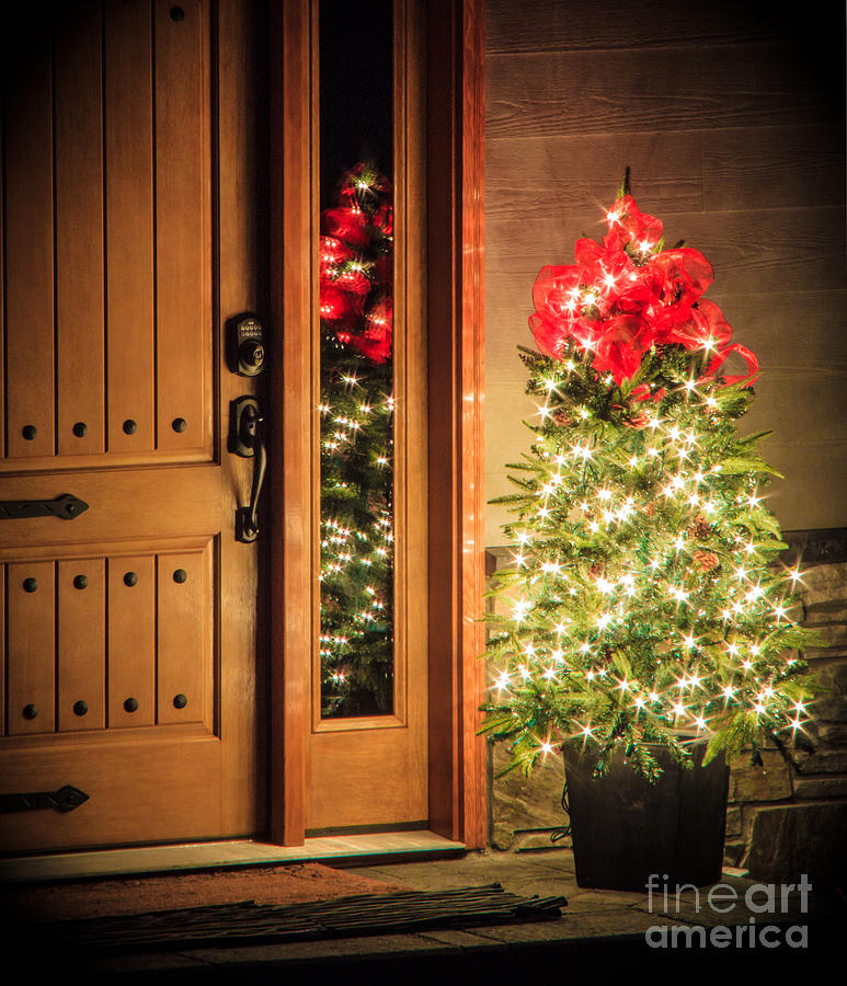 Up Movie Photograph - Christmas Door by Nancy Chilcott