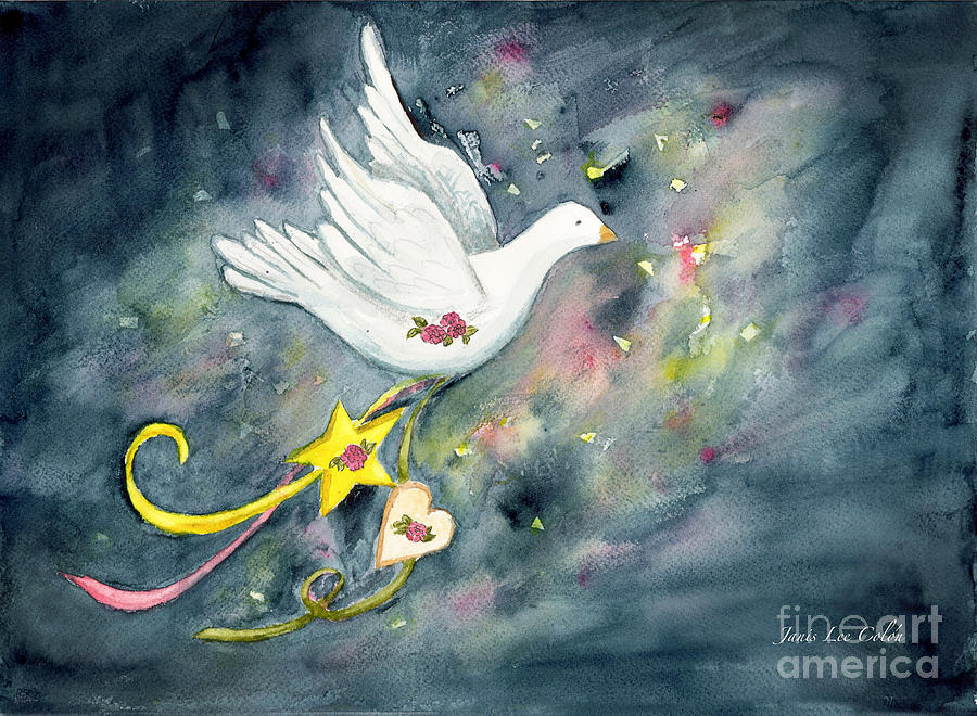 Christmas Dove In Flight Painting by Janis Lee Colon