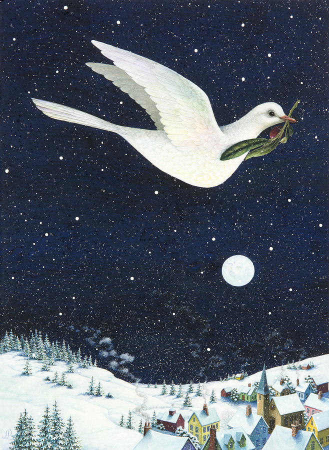 Christmas Dove Painting by Lynn Bywaters