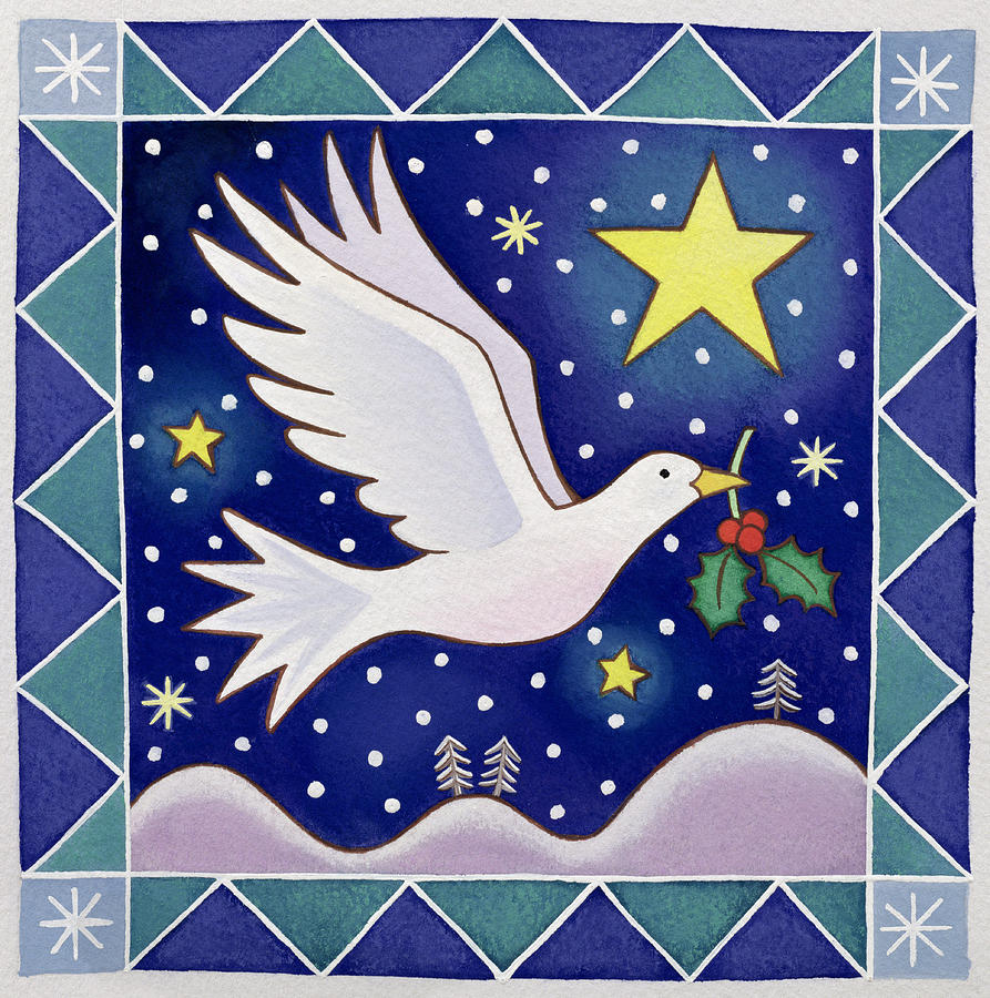 Christmas Dove  Painting by Cathy Baxter
