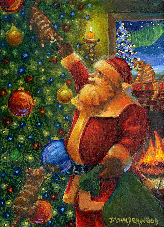 Christmas Eve Santa Painting by Jacquelin L Westerman