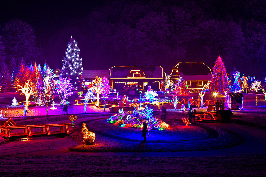 Christmas fantasy trees and houses in lights Mixed Media by Brch Photography