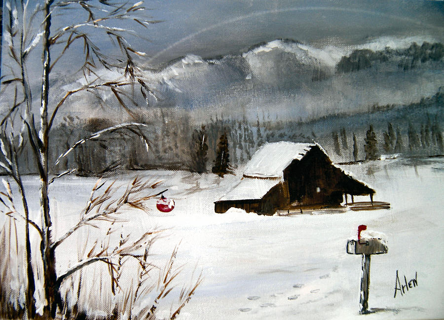 Christmas Farm House Painting by Arlen Avernian - Thorensen
