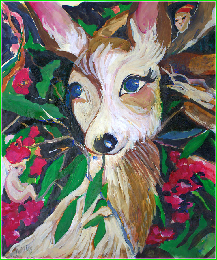 Christmas Fawn Painting by Mindy Newman