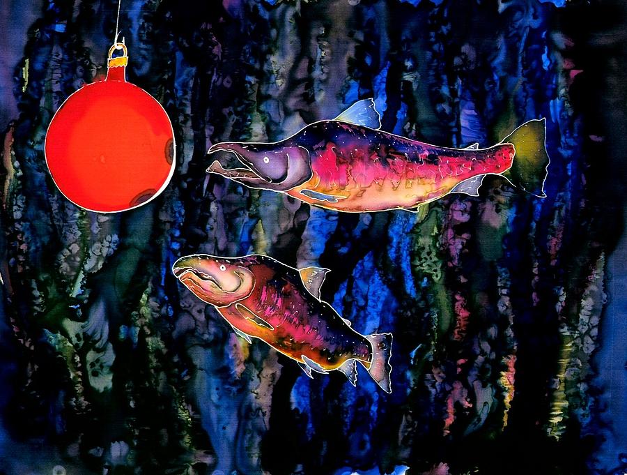 Christmas Fish Surprise Tapestry - Textile by Carolyn Doe