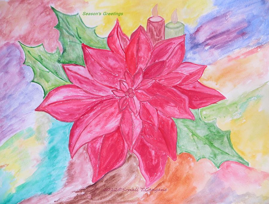 Christmas Flower Painting by Sonali Gangane