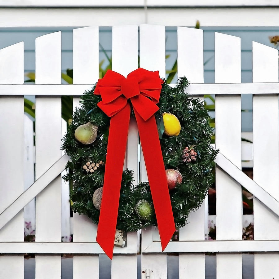 Christmas Photograph - Christmas Garland by Art Block Collections