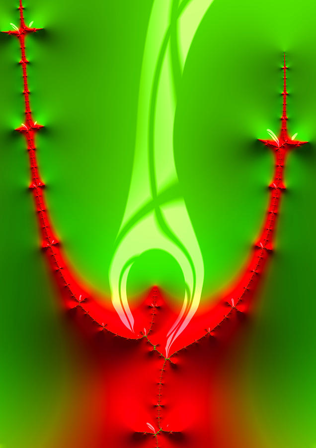 Christmas Ghost Red And Green Digital Fractal Art Digital Art
