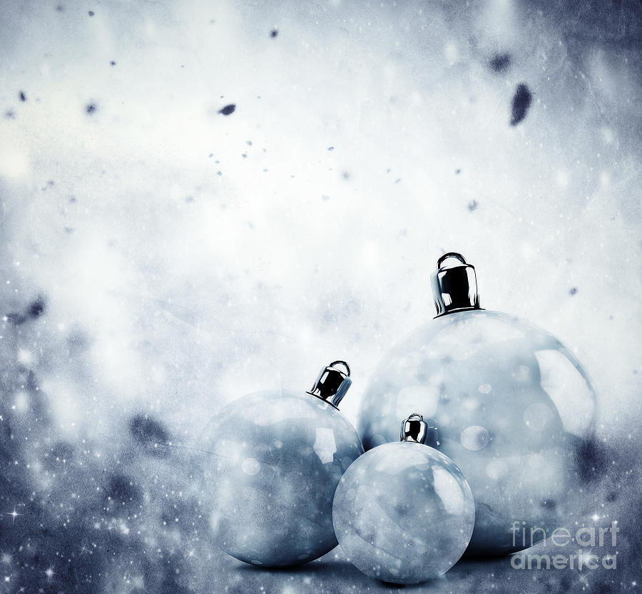 Christmas glass balls on winter vintage background Photograph by Michal Bednarek
