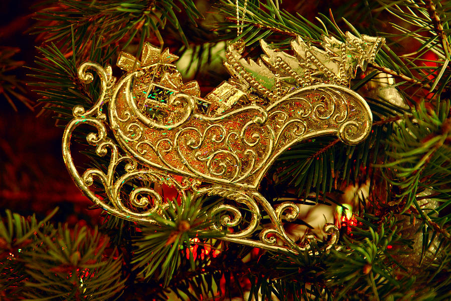 Christmas Gold Ornament Photograph by Angie Tirado