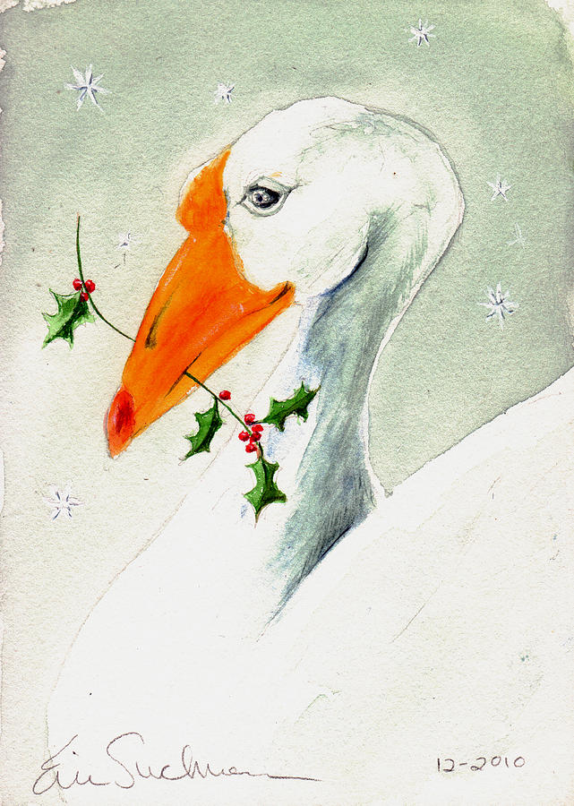 Christmas Goose Painting by Eric Suchman