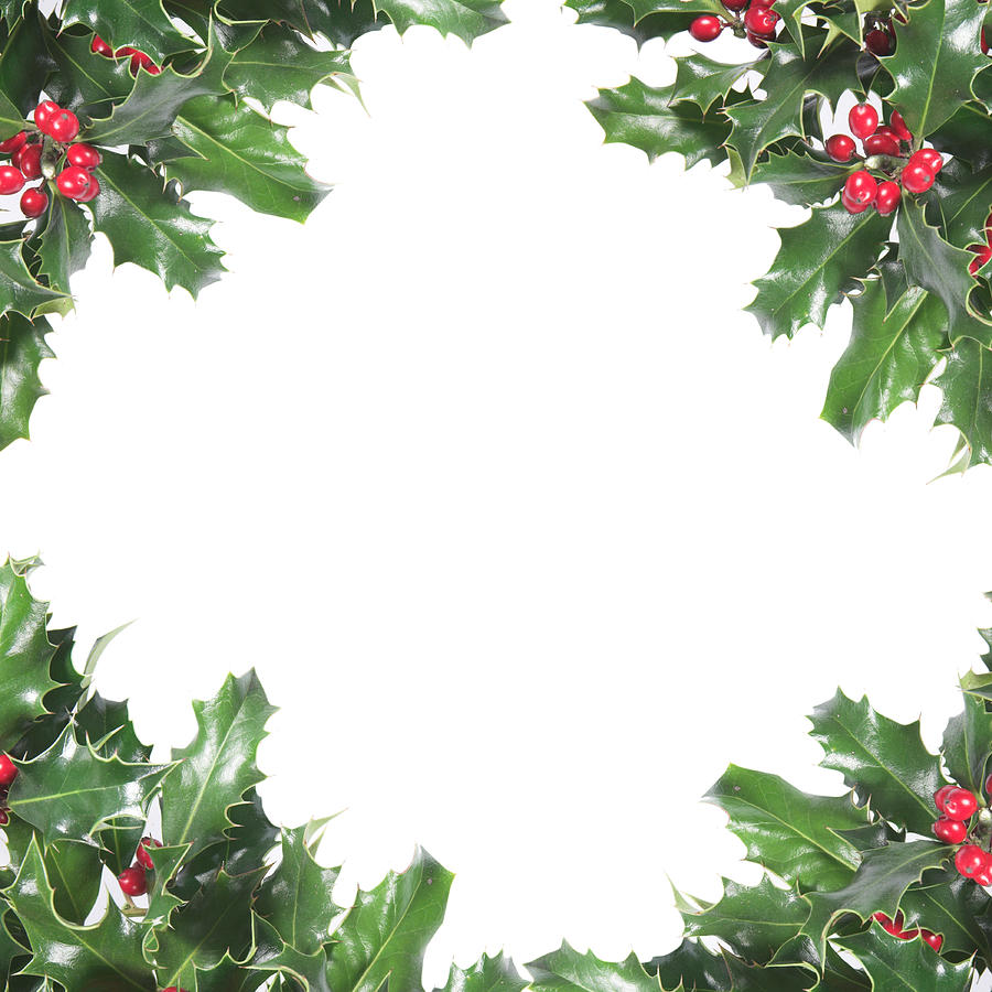 Christmas holly wreath bordered paper Photograph by Itographer