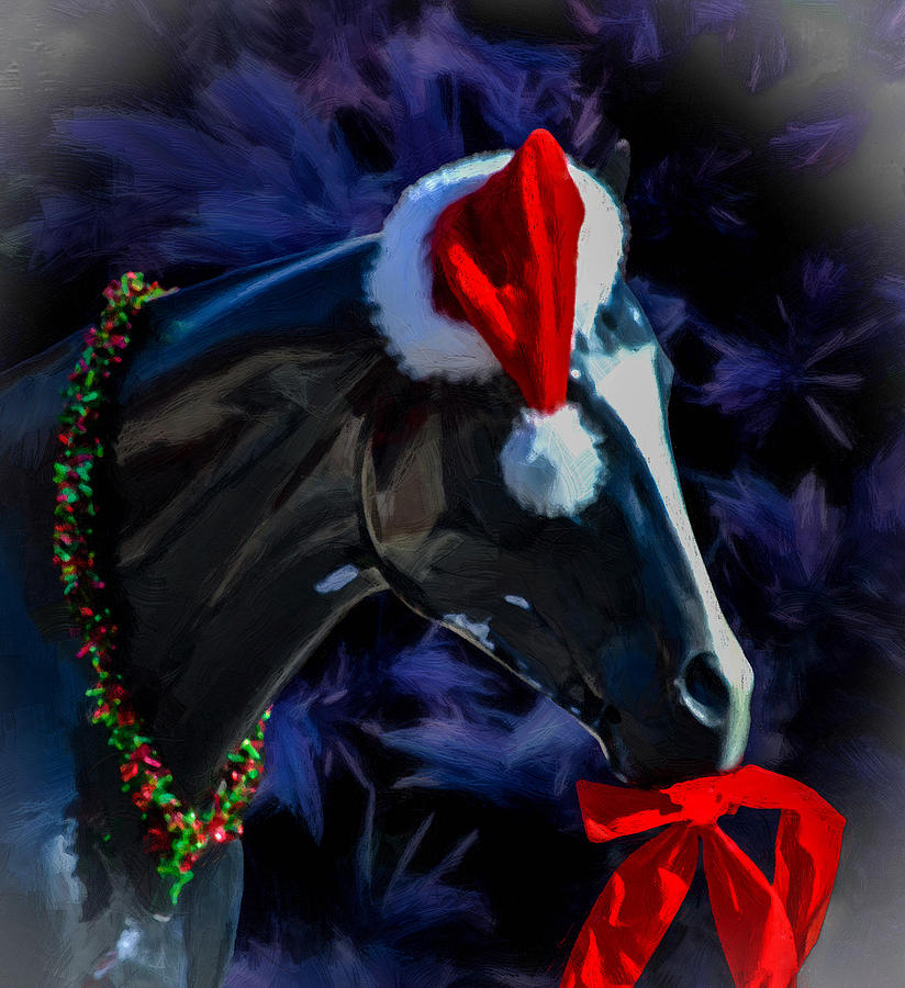 Christmas Horse in Oil Digital Art by Tommy Anderson
