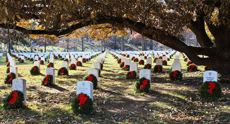 Christmas in Arlington Cemetery Photograph by Jack Nevitt